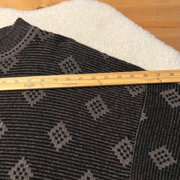 VTG Mondo di Marco Mens Black Gray Diamond Print Wool Blend Sweater Sz Medium - Picture 11 of 14